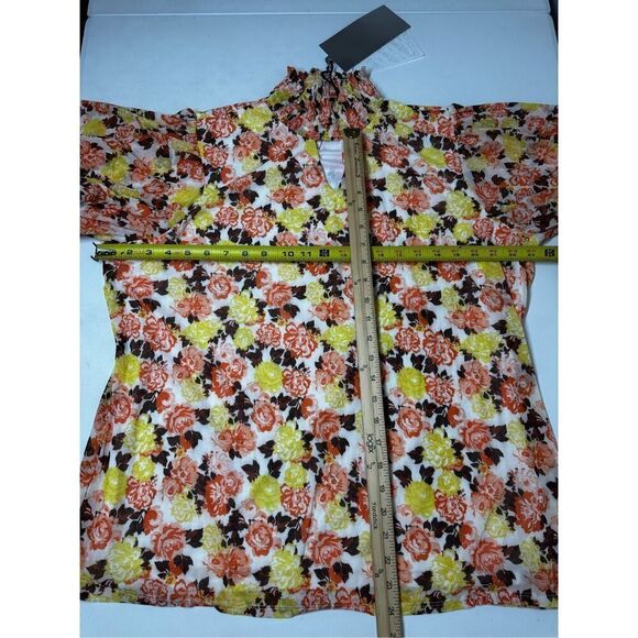 So It Is NWT Bohemian Turtleneck Romantic Floral Print White Yellow Top Size 2X - Picture 9 of 12